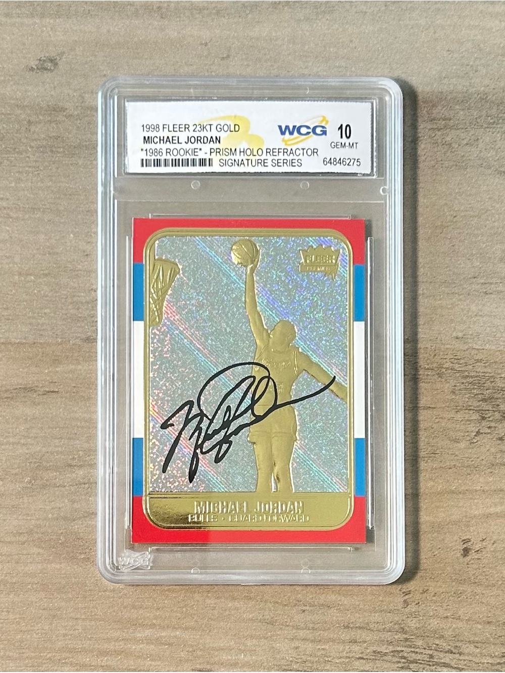 Michael Jordan 1998 Fleer 23KT Gold  86 Rookie Prizm Holo Refractor Gem Mint 10